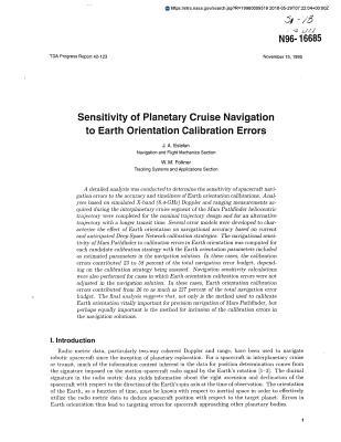 Full Download Sensitivity of Planetary Cruise Navigation to Earth Orientation Calibration Errors - National Aeronautics and Space Administration file in ePub