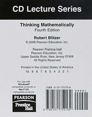 Download CD Lecture Series for Thinking Mathematically - Robert Blitzer file in PDF