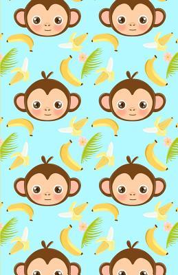 Download Bullet Journal: Cute Monkeys Bananas Tropical Pattern Flowers Blue, Dotted Grid, (5.5 x 8.5) -  | PDF